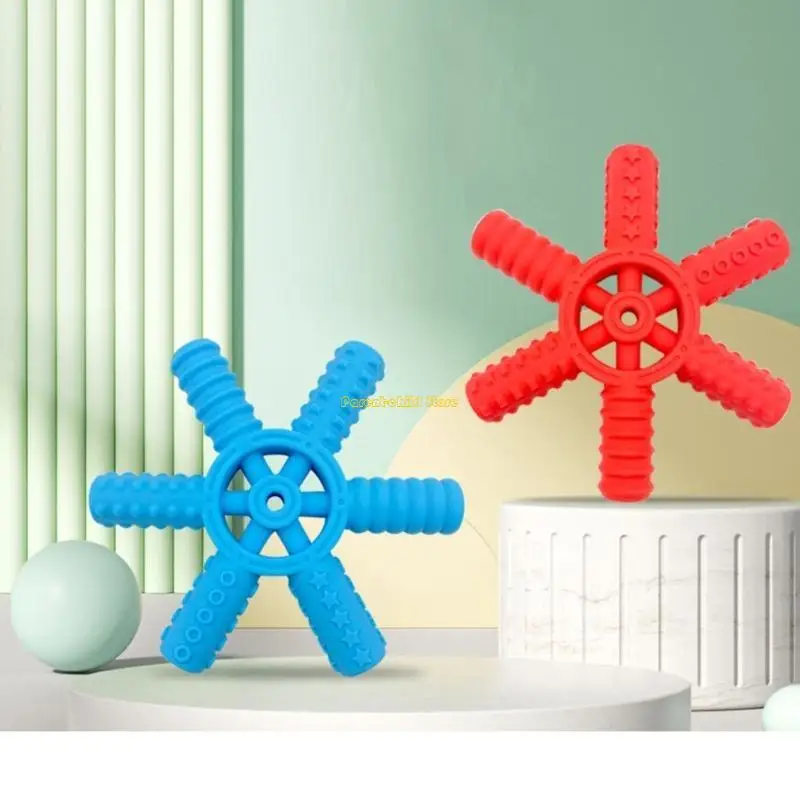 WXTD Silicone Baby Teether Rudder Shaped Soothing Teether Sensory Toy