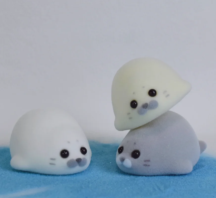 

6 шт./компл., флокированная виниловая фигурка животного, хомяк, кролик, кошка, Kawai, украшение для рабочей станции, идеальный подарок-сюрприз для девочек