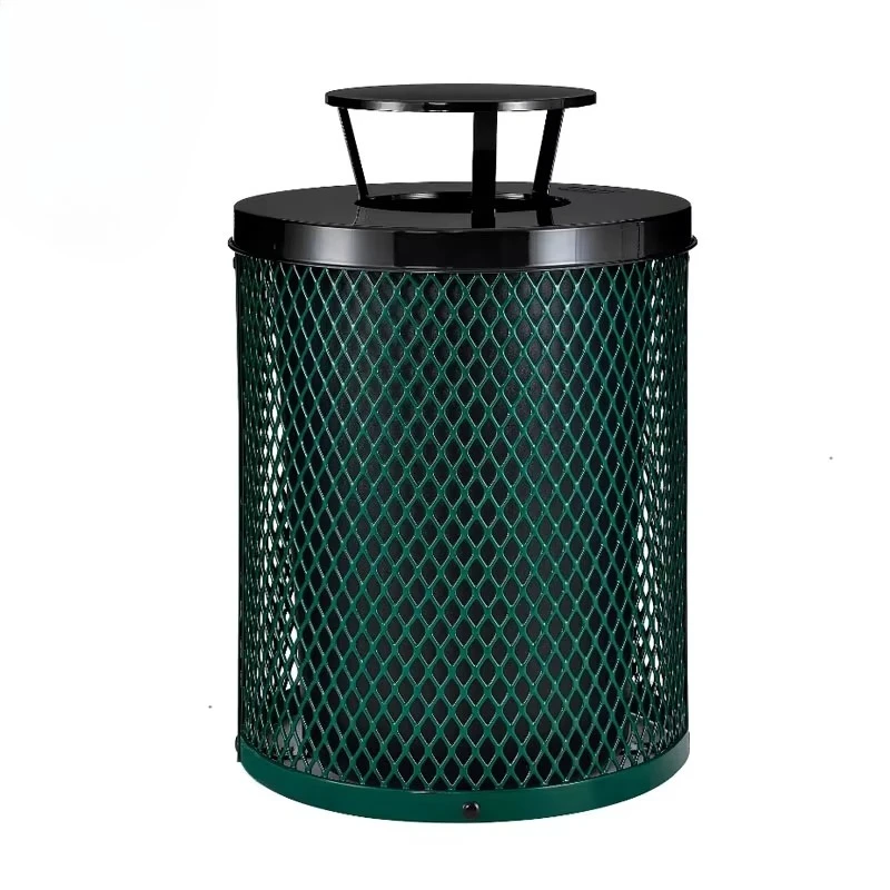 Outdoor expandable metal trash can with rain cover, recycling bin - durable and waterproof, suitable for school and park use