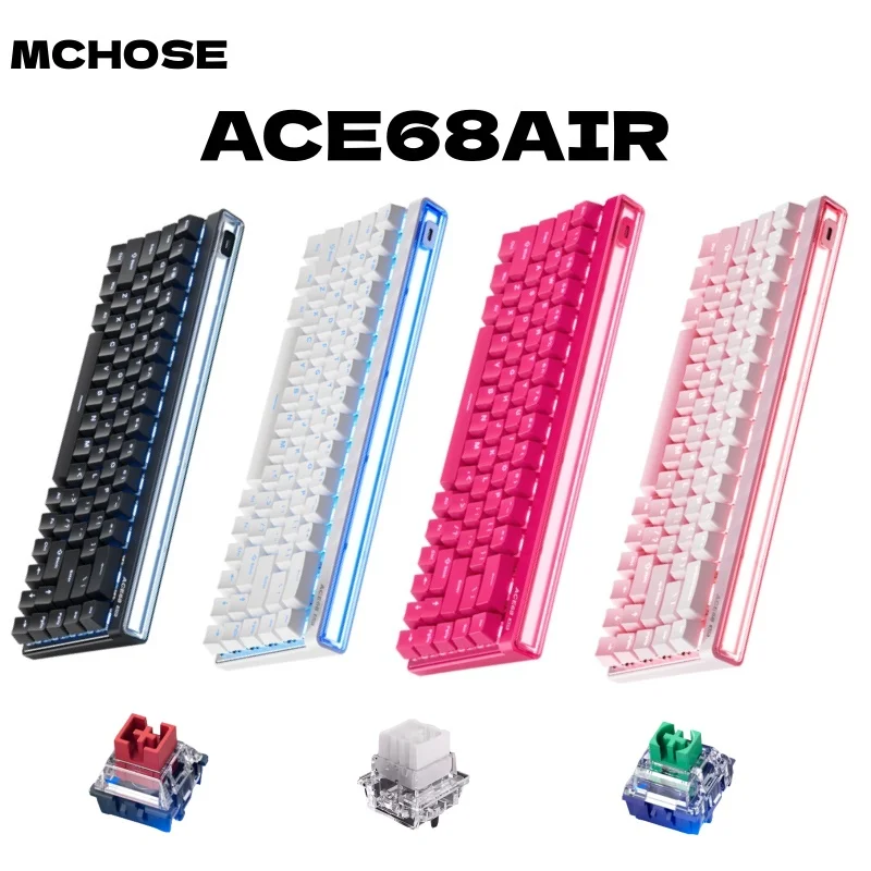 Mchose Ace68 Air Gaming Keyboard Hall Effect 0.001mm الزناد السريع 8K + 256K معدل الاستقطاب الديناميكي RGB صندوق إضاءة مغناطيسي