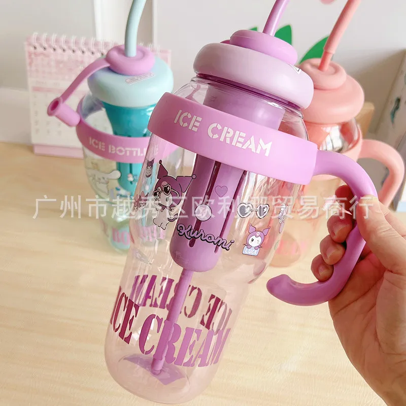 

New Kuromi Large Capacity Straw Cup Kawaii Sanrio Anime MyMelody Cinnamoroll Cartoon Tripe Cup Student Office Water Cup Kid Gift