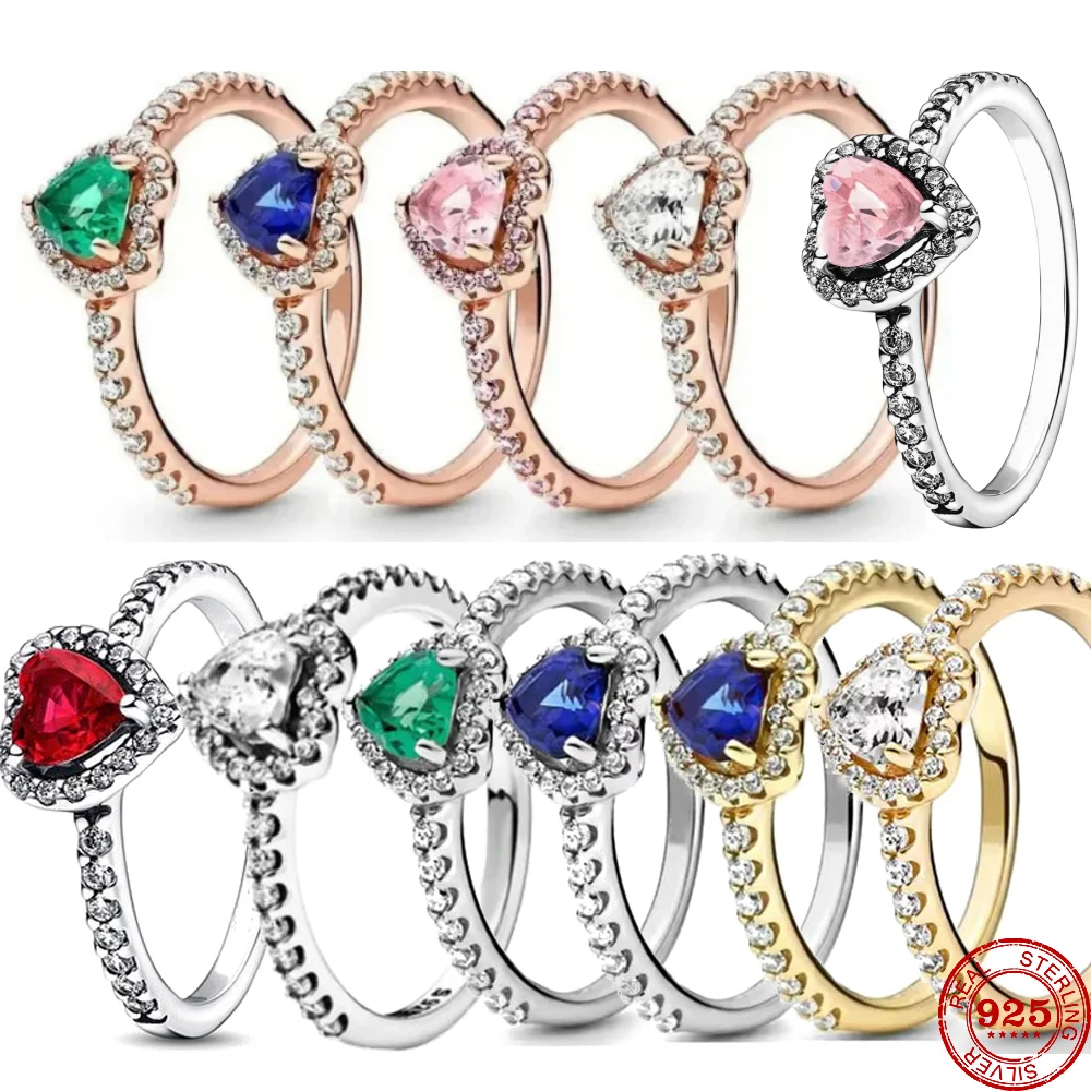 European Size 6 7 8 9 Red White Pink Rings For Women Original Wedding Crystal Ring Luxury Jewelry Accessories Fashion Jewelry