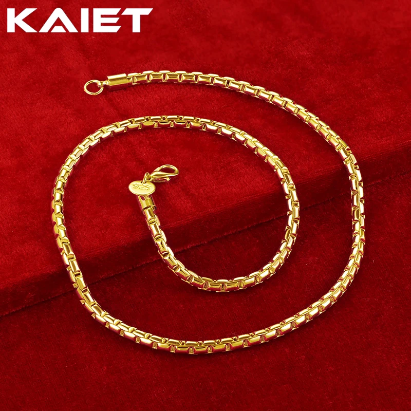 

KAIET 925 Sterling Silver 4mm Snake Bone Chain 18inches Necklace Plated With 18K Gold Wedding Party For Women Charm Fine Jewelry