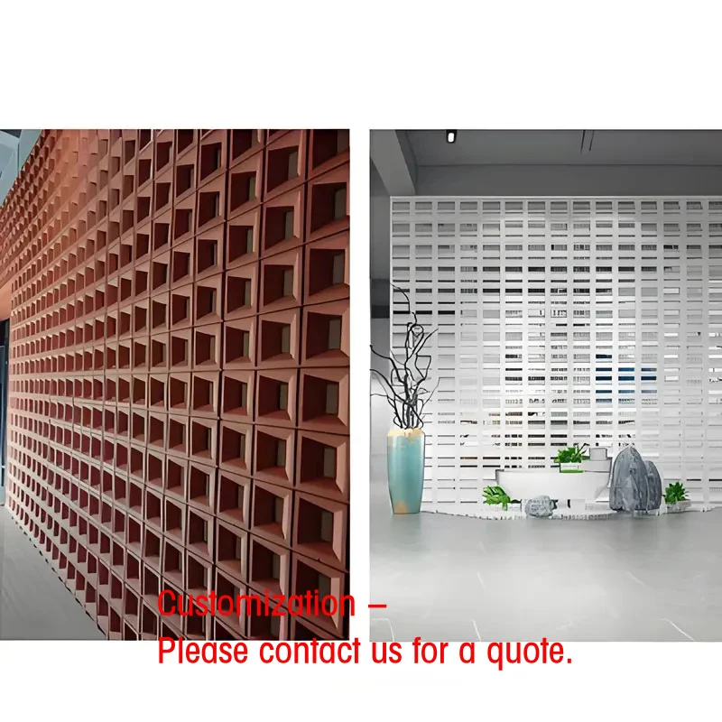 custom.Factory Price 3D Pu Wall Panel  Courtyard Building Outdoor Pergola Fence PU Hollow Brick Screens and Partitions