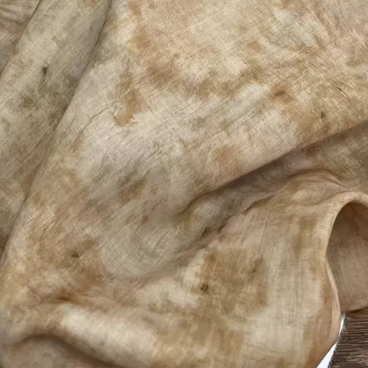 

1yard High quality ramie fabric for dress Retro tie dye style printing tela Designer dress cheongsam clothing antique fabric