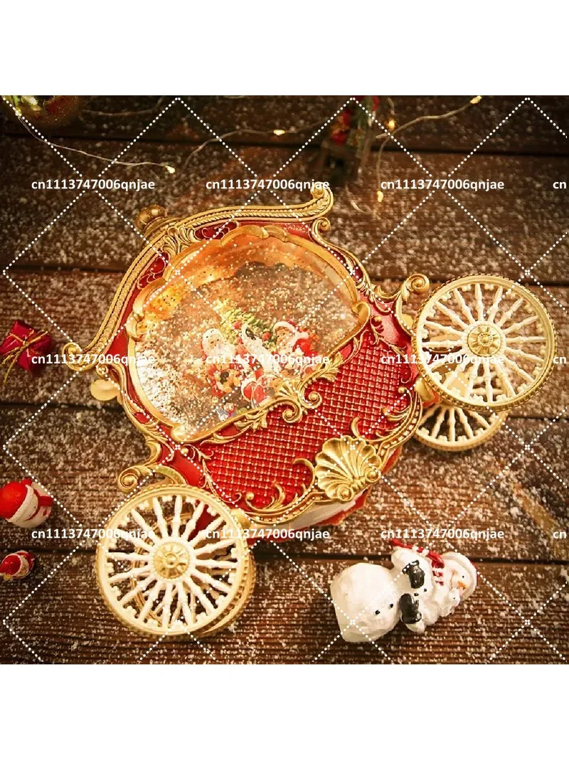 Heartwarming Santa Sled Music Box, Vintage Christmas Snow Globe Ornament for Kids, Festive Home Desk Decor & Holiday Gift