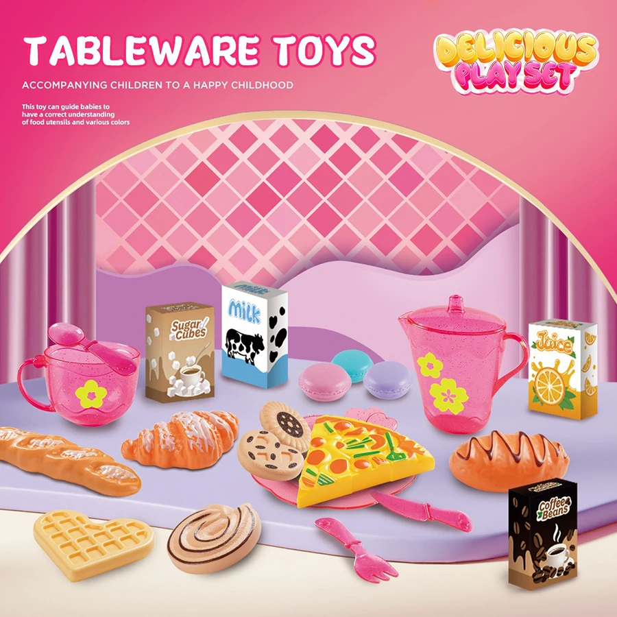 Girls' Tea Party Set with Kettle, Cookies & Play Food for Kids, Halloween & Christmas Gift