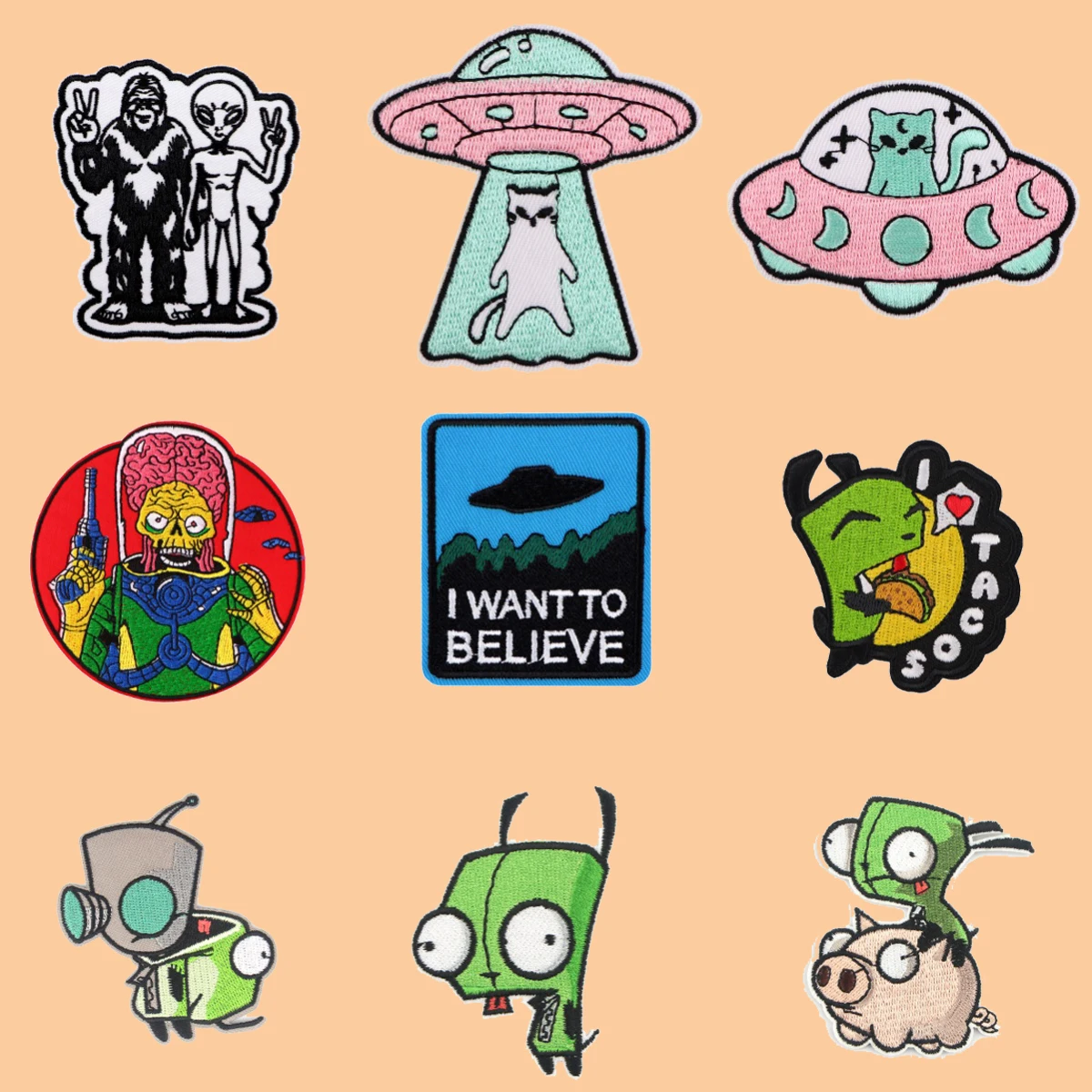 

Cute Alien Embroidery Patch Cartoon Iron On Patches For Clothing Thermoadhesive Patches For Jackets Sewing DIY Sticker