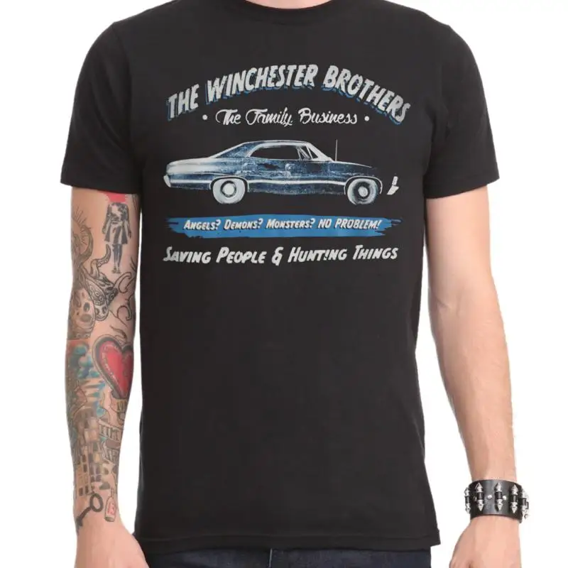 Supernatural TV Series THE WINCHESTER BROTHERS BUSINESS AD T-Shirt NEW Official