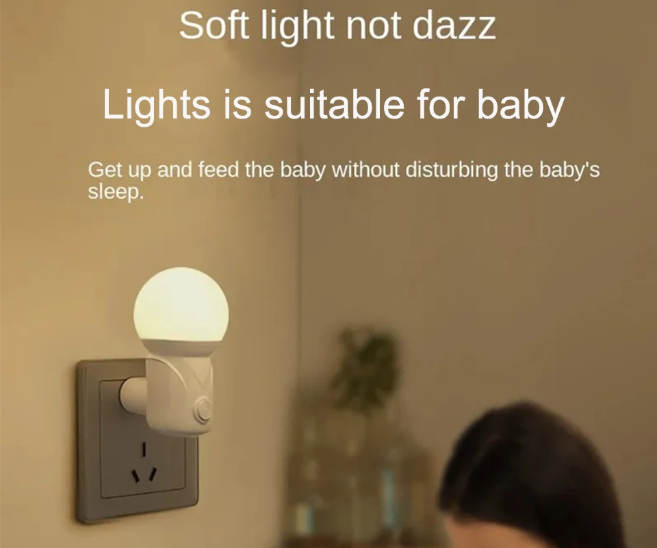 Modern Bedside Night Light Lamp Kids All Night 220V Led Lights Plug In Wall Night Lights For Bedroom EU Plug Night Lamp Romantic