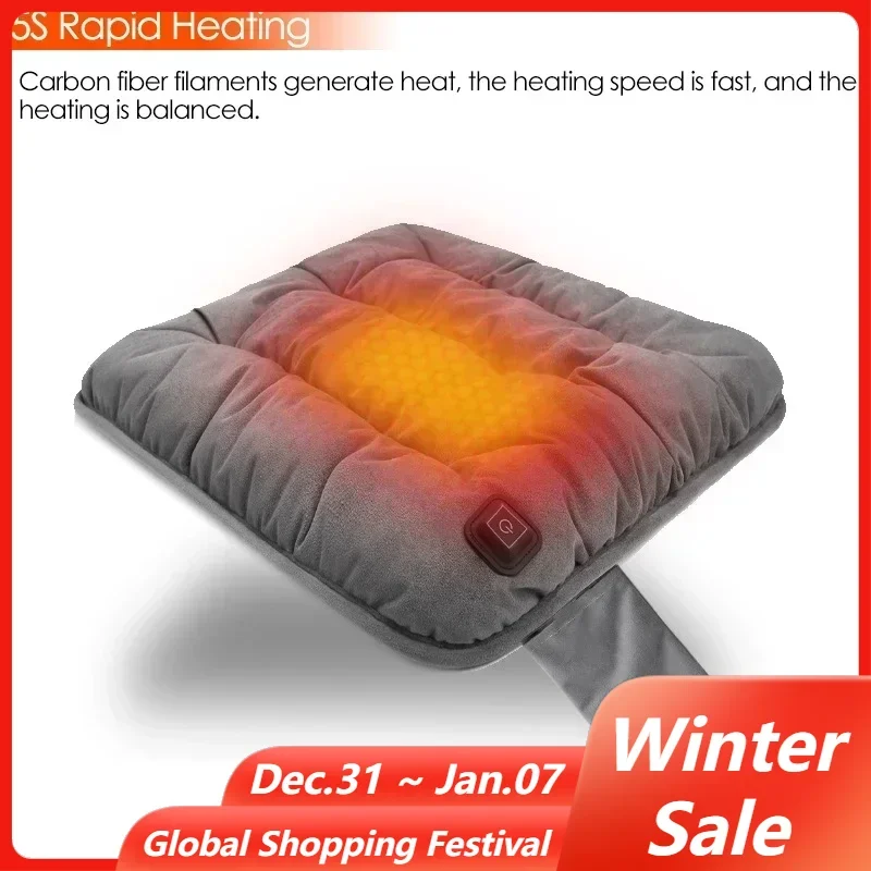 Electric Seat Heating Cushion Office Chair Seat Heater 3-Speed Temperature Adjustable USB Power Supply Thermostatic Heated Pad