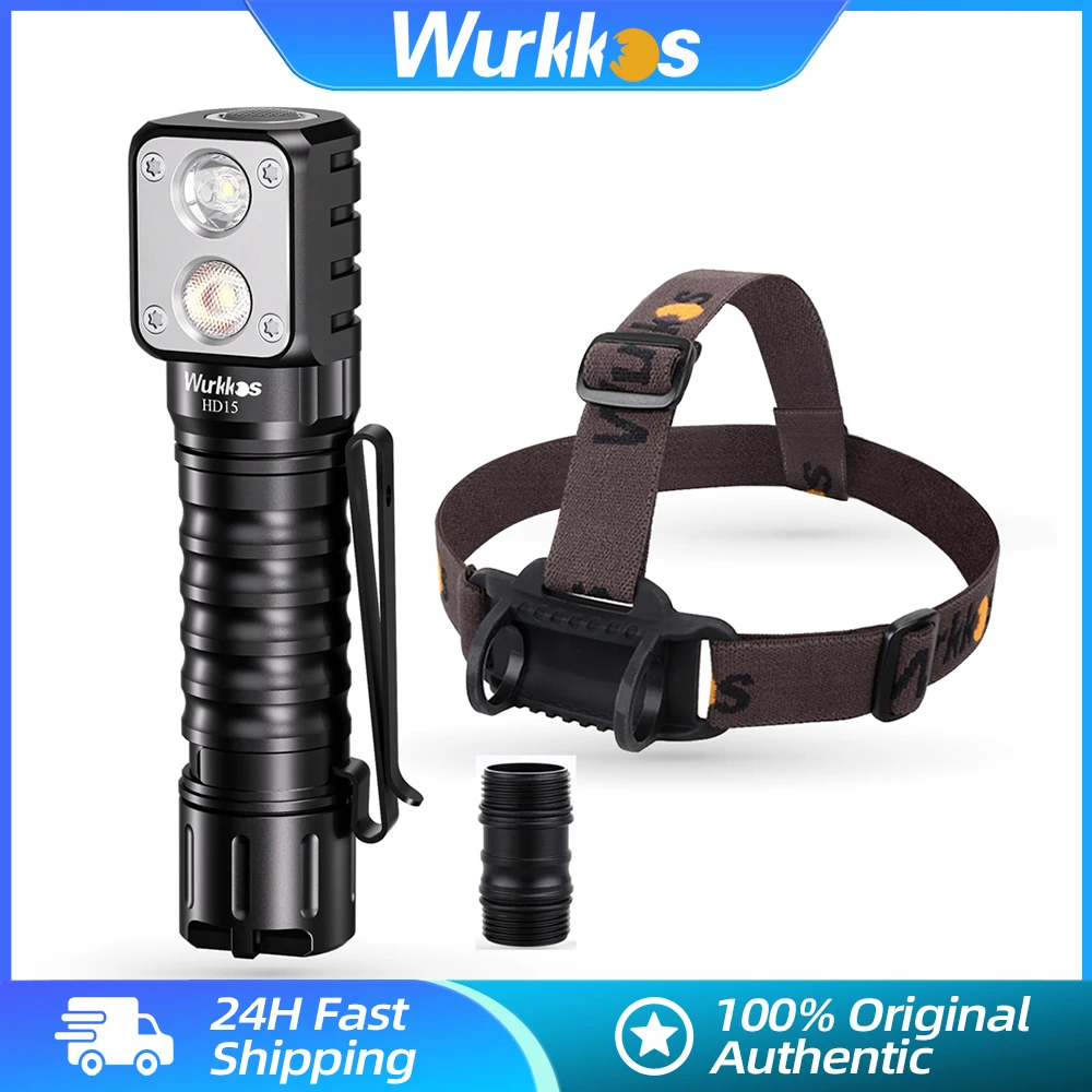 Wurkkos 낚시 헤드램프, EDC 충전식 LED 램프, 18650 보조배터리, IPX8 캠핑 작업 조명, 마그네틱 테일 캡 포함, HD15, 2000LM