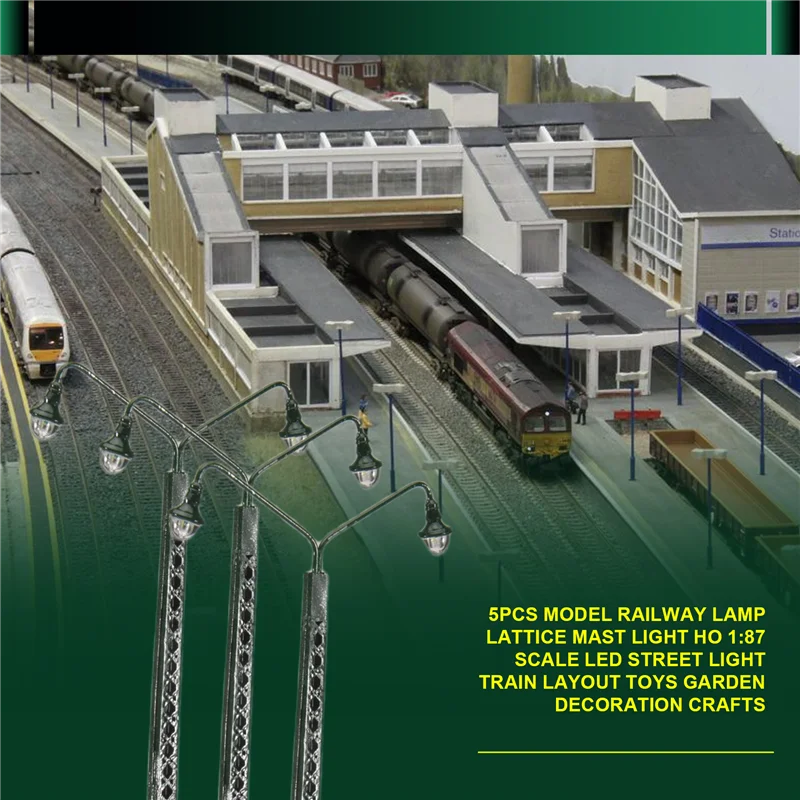 

ABWE-5Pcs Lattice Mast Light HO 1:87 Scale Train Layout Garden Decoration Crafts