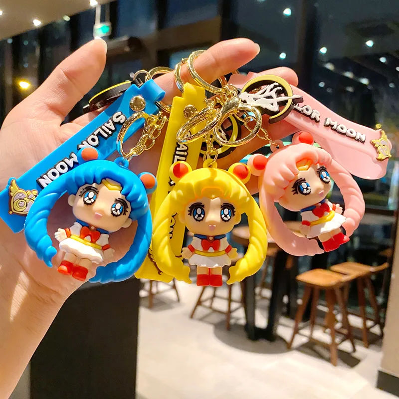 

TYPES Anime Sailor Moon Keychian Figure Doll Couple Bag Pendant Keyring Car Key Chain Accessories Toy Gift Men Women Friends