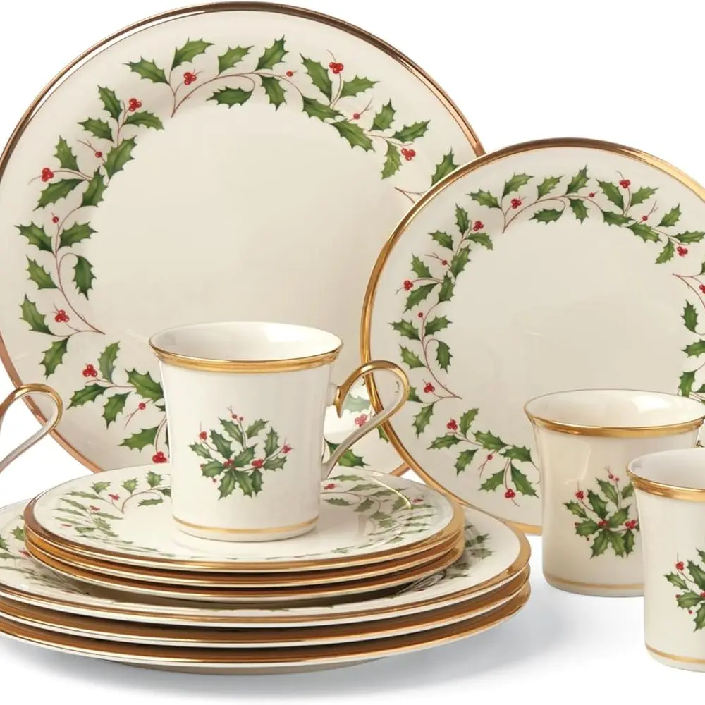 12-Piece Christmas Plate and Mug Set for Festive Dinnerware and Hosting