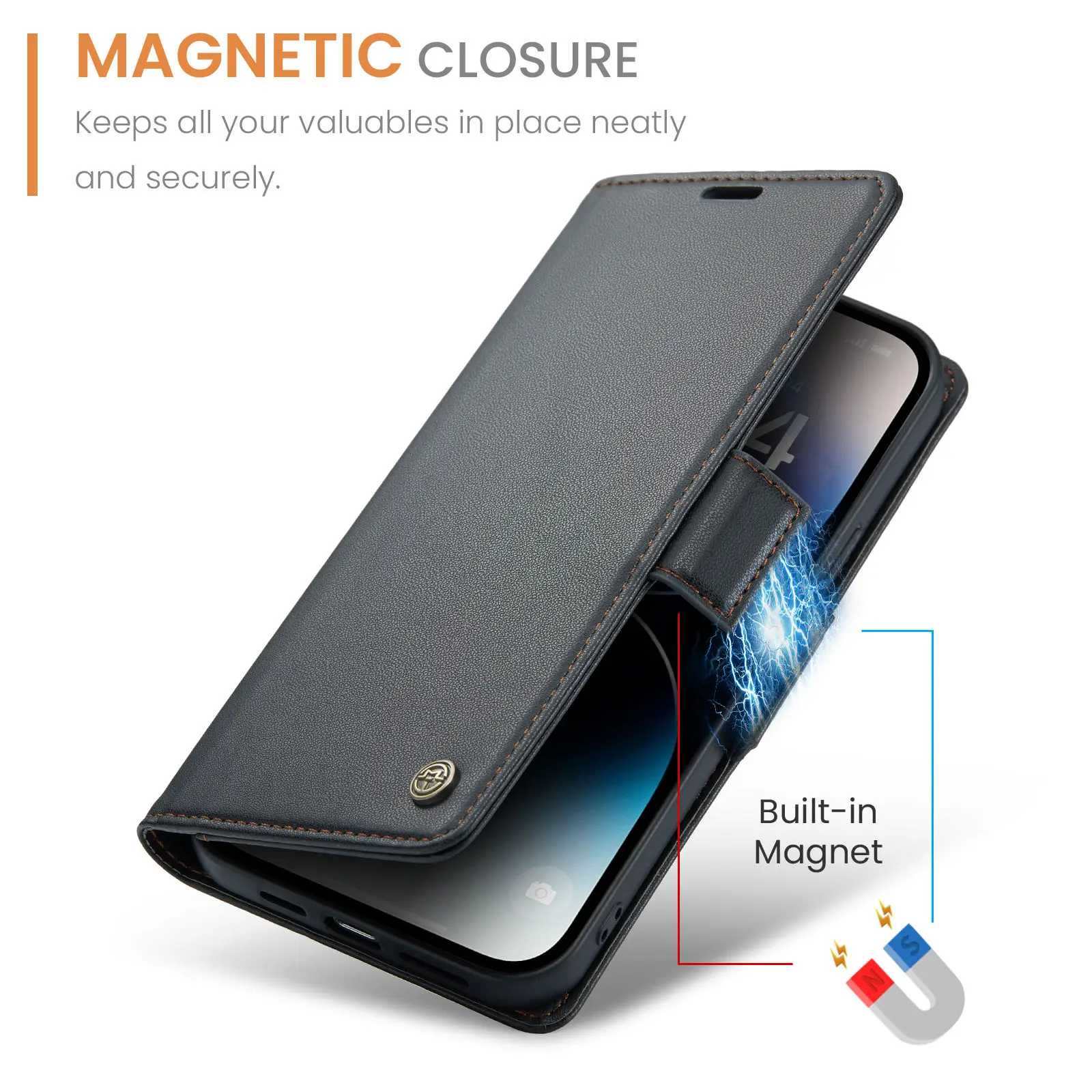 CaseMe Wallet Case for iPhone 16 15 14 Pro Max Plus 13 12 Mini Premium PU Leather Flip Case Magnetic Credit Card Holder Cover