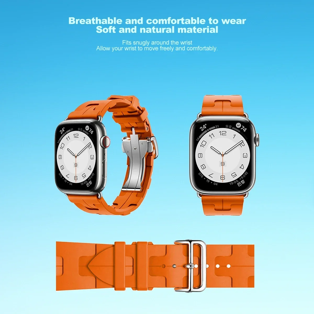 سوار سيليكون لساعة أبل باند 42/44/45/49 سوار معصم رياضي لساعة Iwatch 9/8/7/6/5/4/3/SE Ultra 2