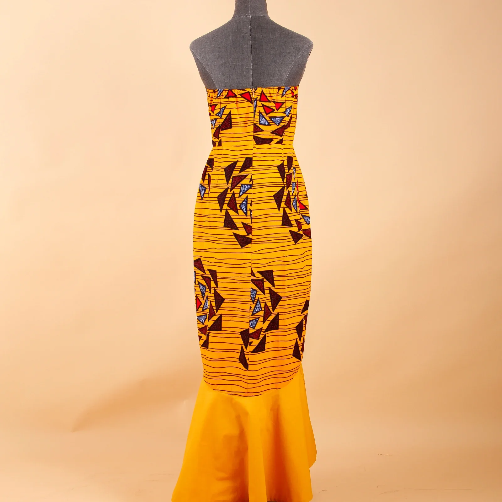 African Dresses for Women Strapless High Waist Sleeveless Ankara Print Maxi Dress Elegant Party Wedding Evening Wear A2125039