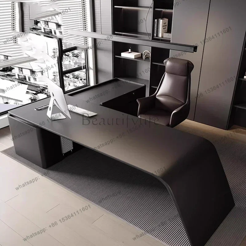 

D14Long Executive Office Desk Modern Wooden Luxury Storage Reception Office Desk Aesthetic Display Escrivaninha Trendy Furnitu