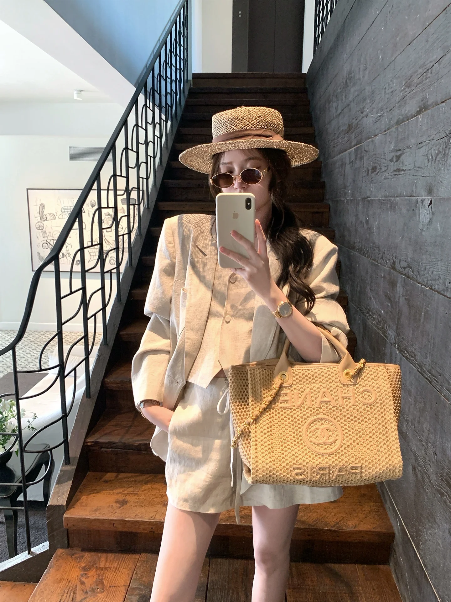 

Chen Jiamin NNS Old Money Loose Fit Lenzing Linen Suit Jacket Tank Top Shorts Set Women CleanFit Style Spring Fashion