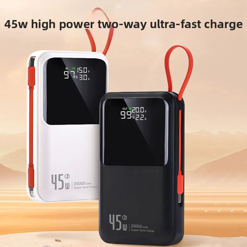 

PD45W Comes with Its Own Cable Power Bank 20000mAh Two-way Fast Charging Notebook Mobile Phone Portable Mobile Power Supply