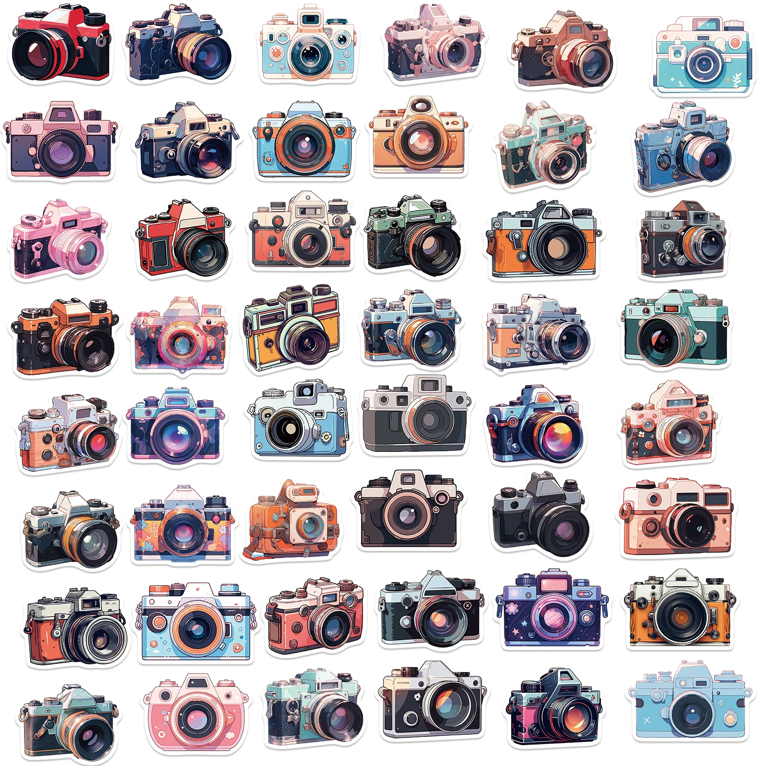 50PCS Vintage Camera Object Stickers Crafts and Scrapbook Sticker Kids Toys Book Decor DIY Stationery Art Aesthetics Material