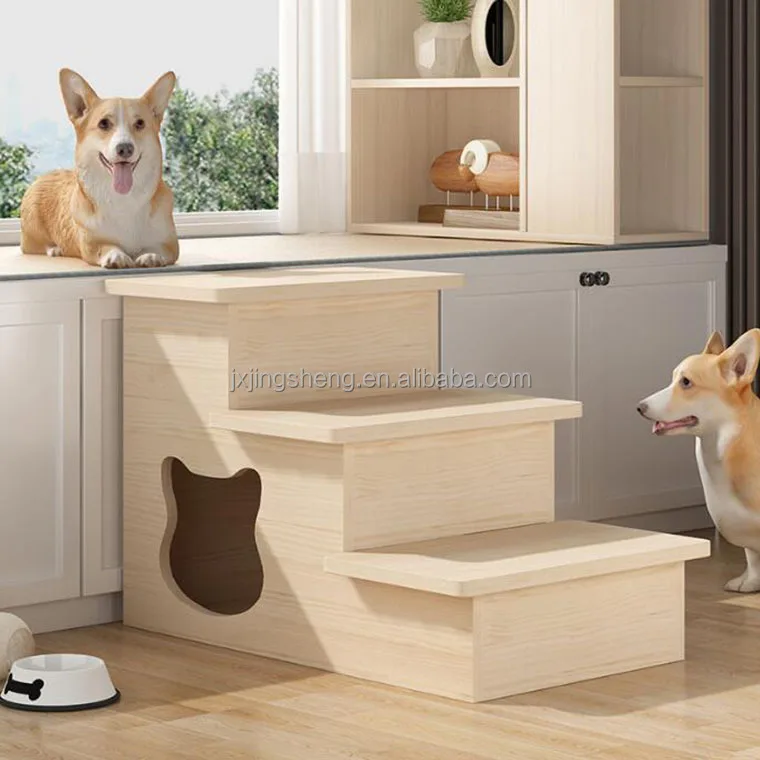 Easy Pet Stairs / Pet Ramp / Pet Ladder Durable Dog Ramp For High Beds Wooden Cat Ramp Stairs Steps