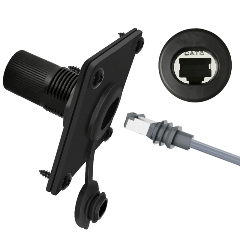 Waterproof CAT6 RJ45 Bulkhead Coupler with Cover Cap for Cabinet Wall Mount M76A