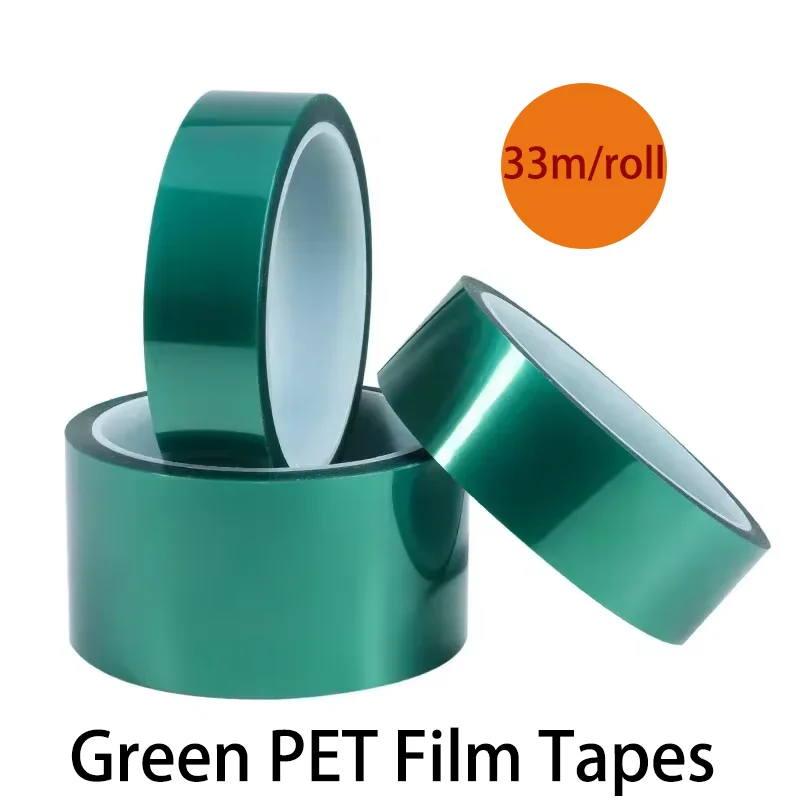 

3mm ~ 100mm Green PET Film Tape High Temperature Heat Resistant PCB Solder SMT Plating Shield Insulation Protection