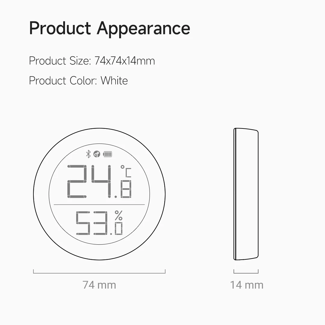 Qingping termometer layar tinta dalam ruangan, pengukur suhu kelembaban versi T/BLE Apple HomeKit presisi tinggi