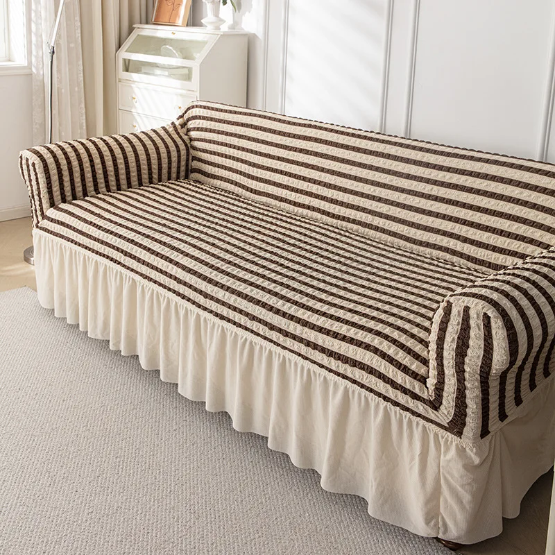 1/2/3/4 Seater Stripe Pattern Sofa Covers Corner Elastic Sofa Cover Protector for Living Room Couch Four Season Universal