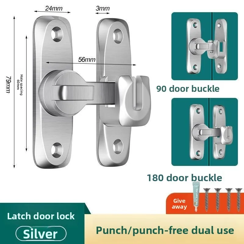 

Sliding Door Lock Door Bolts Hardware Hasp Latch Door Lock Anti-theft Buckle Latch Zinc Alloy Black Cabinet Locks Safety Lock