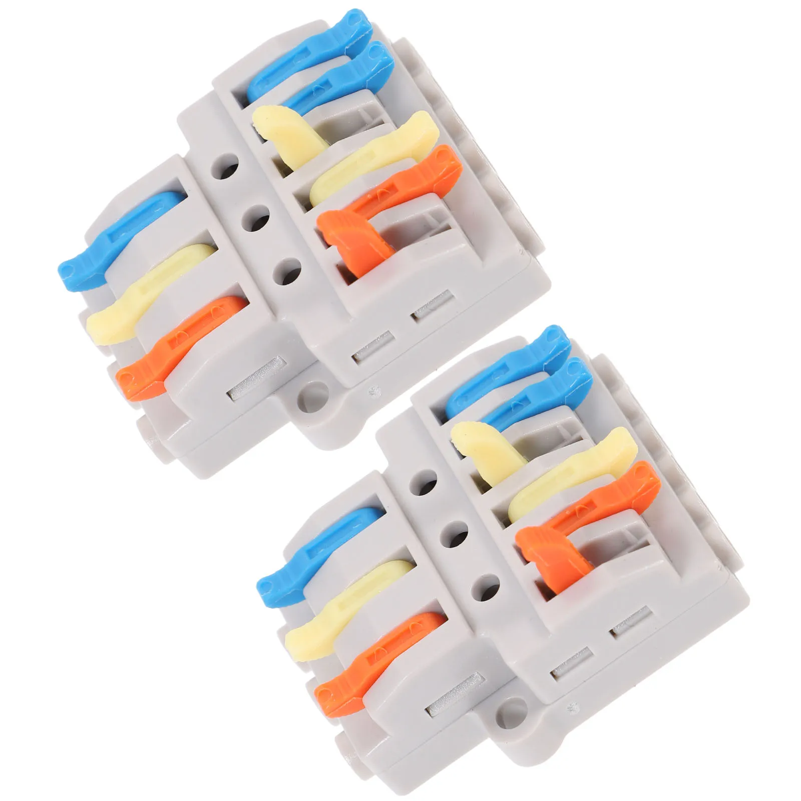 

2pcs Lever Connectors Auto Electrical Connector Blocks Quick Splice Wire Terminal 3 In 6 Out Compact Insulated Copper Nylon