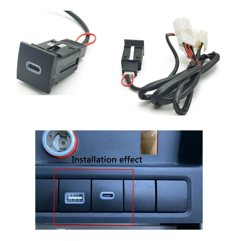 For VW Golf 6 MK6 Car Type-C Quick Charger QC3.0 USB Retrofit Interface Socket Fast Charging Power Adapter Switch