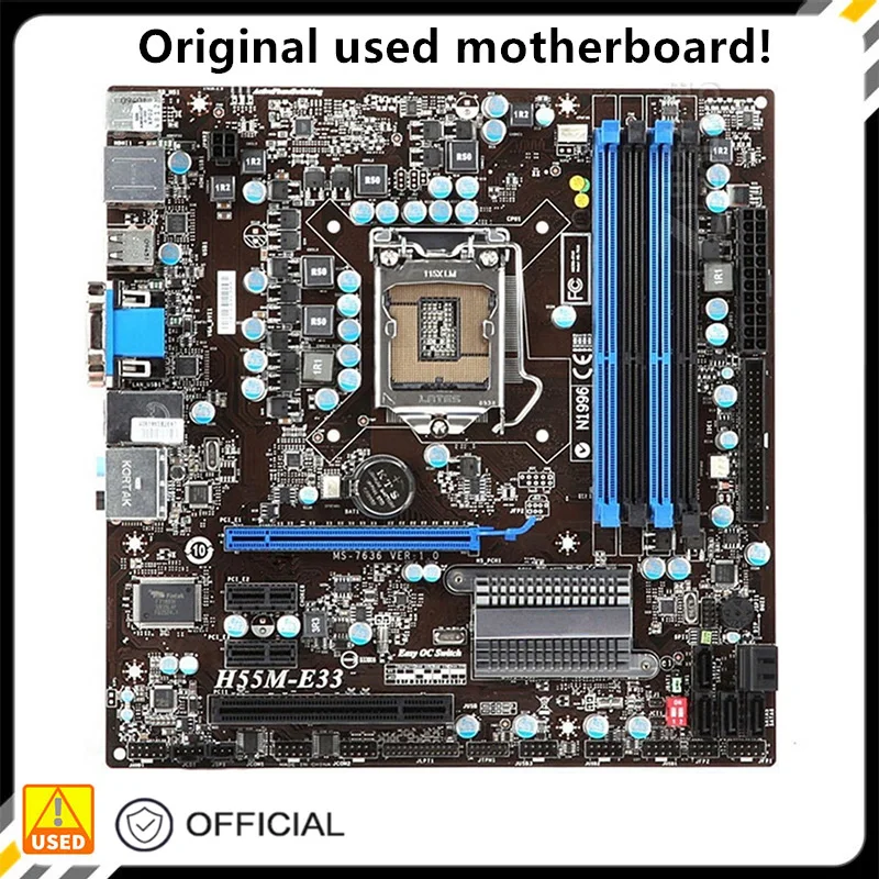 

For - Motherboard LGA 1156 DDR3 16GB For Intel H55 Desktop Mainboard SATA II PCI-E X16 Used AMI BIOS