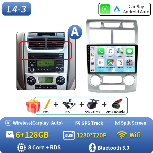 Android 16 autoradio voor Kia Sportage 2 2004 2005 2006 2007-2010 Auto Carplay GPS Multimedia Speler Stereo Navigatie Head Unit