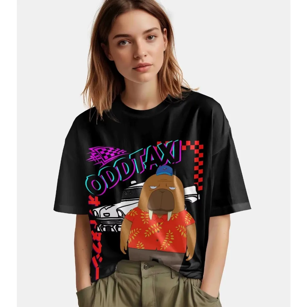 Odd Taxi Odokawa Goriki Shirakawa Kakihana Anime Graphic T-Shirt Casual Streetwear Unisex Men Women Short Sleeve Cotton Tee Tops