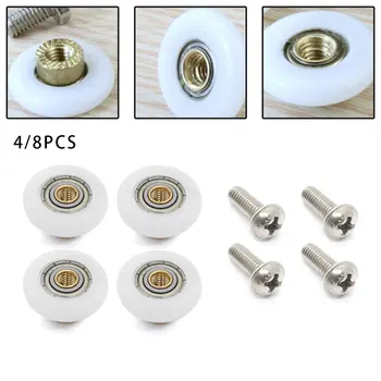 욕실 슬라이딩 유리 도어 휠 베어링 롤러 휠, 단일 도어 롤러, 샤워실 풀리, 19mm, 4 개, 8 개