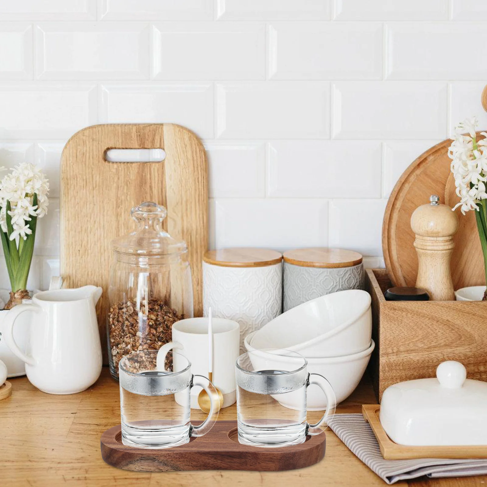 

Wood Pepper Mills Grinder Stand Non-Slip Stable Support for Salt Pepper Shakers Kitchen Dining Table Tray Base Pedestal Holder