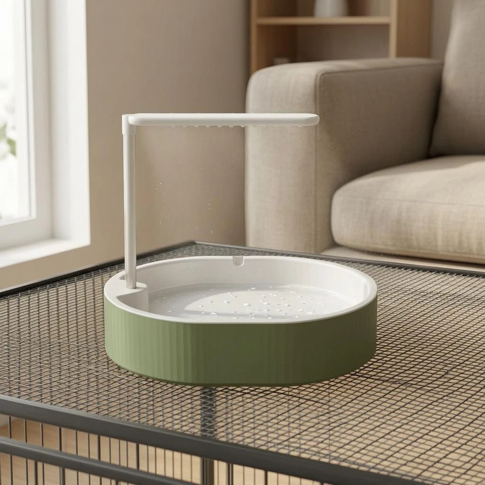 Parrot Bath Basin Green and White Bird Shower Bath Parrot Bathtub Clear Tube Pet Accessory Transparent