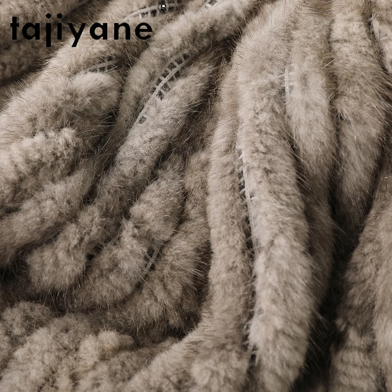 TAJIYANE 100% 최고급 양가죽 구스다운 코트 중간 길이 진짜 가죽 패딩 재킷 여성용 밍크 퍼 모자 2025 겨울