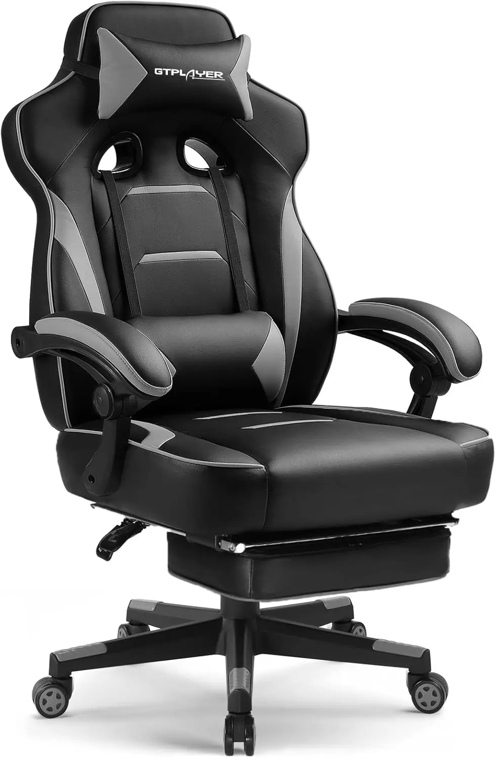 Gaming Chair for Adults, Big and Tall Heavy Duty Office Chair with Ergonomic High Back Lumbar Support and Recliner, Sky Gray