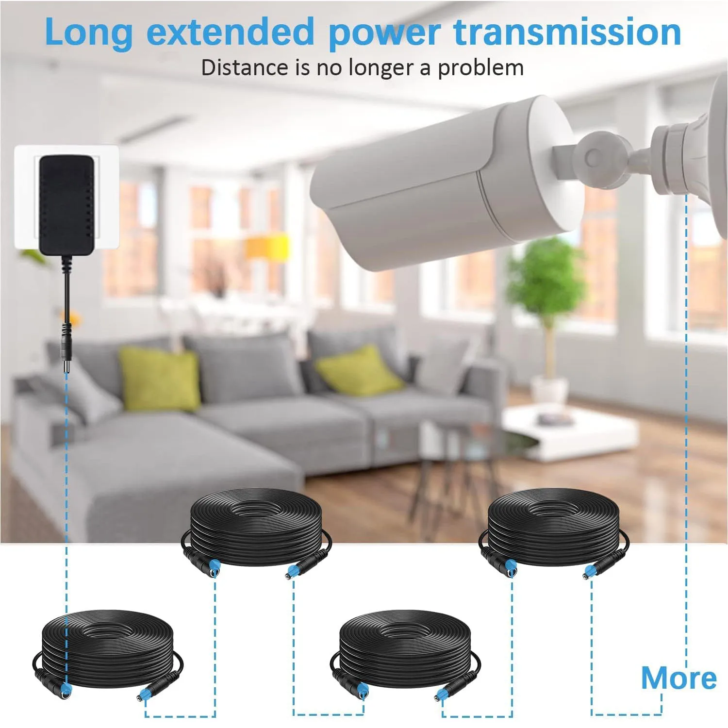 CCTV 10Meters 33FT 2.1x5.5mm Dc 12v Power Extension Cable for Audio Security Cameras Ip Camera Dvr Standalone Led Strip light