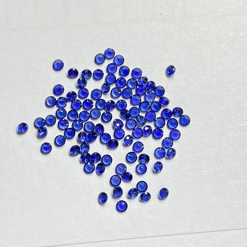 Round Shape 1mm to 3mm Small Size Lab Created Corundum Blue Sapphire Stone Loose Gemstone