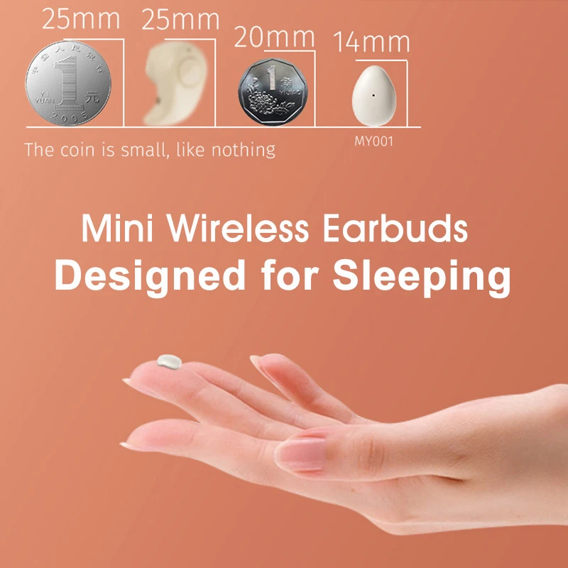 Wireless Bluetooth Headphones Mini Invisible in-Ear Sleep Earbuds TWS Earphones Noise Cancelling Hidden Ear Buds for Sleeping