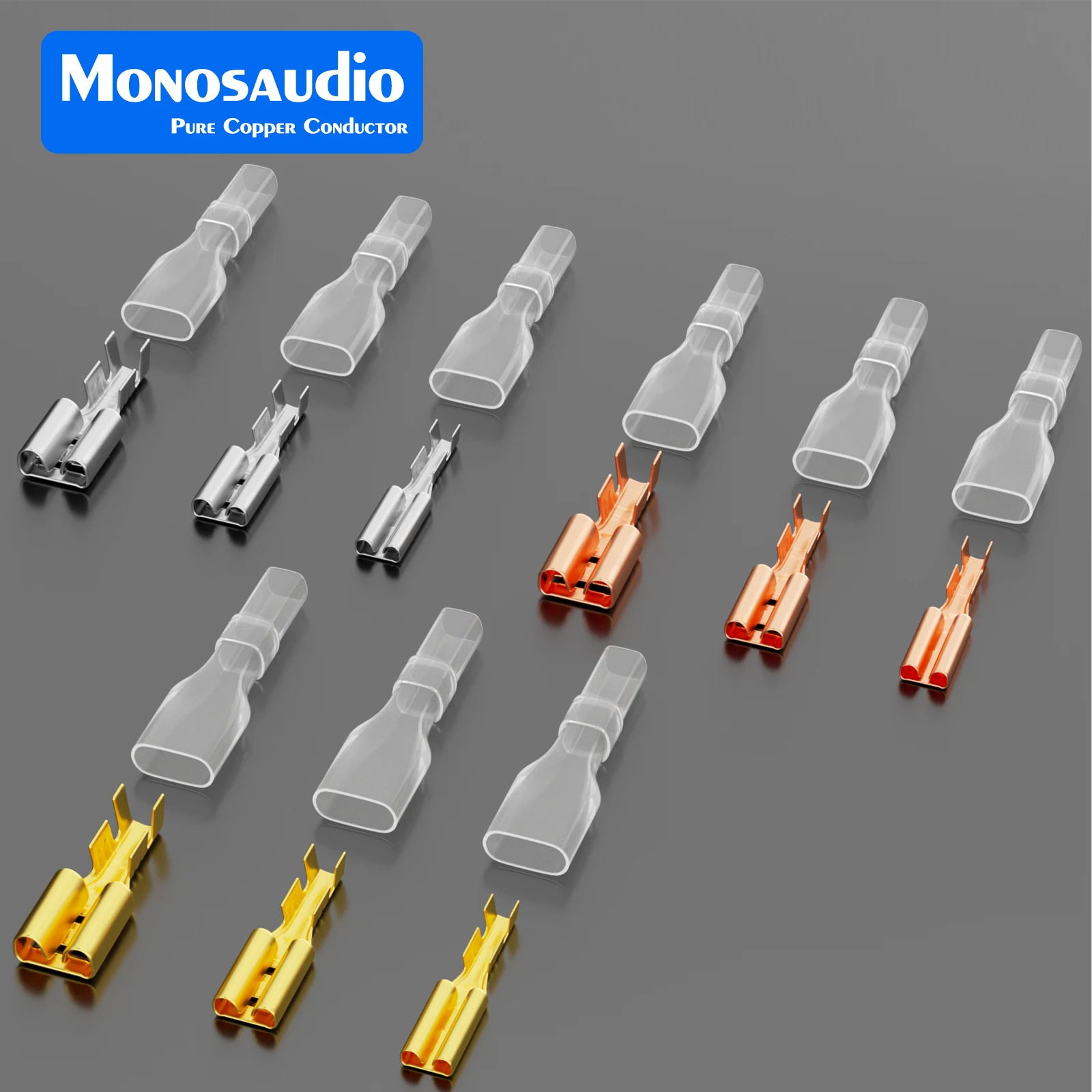 HiFi Audio 2.8mm 4.8mm 6.3mm Flat Plate Barbed Plug Wire Spade Connector Spring Female Male Spade Cold Crimp Terminals Electrica