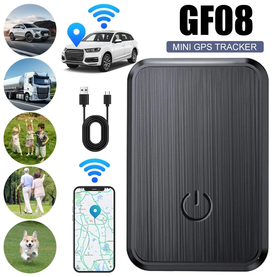 Mini GF08 GPS Car Tracker Real Time Tracking Anti-Theft Anti-lost Key Pet Locator Strong Magnetic Mount SIM Message Positioner