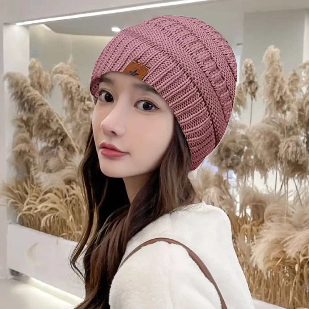 2PCS/Set Winter Beanie Hats Gloves Set Touchscreen Mitten Cold Proof Thicken Women Warm Knitted Hat Ear Protection Windproof Cap