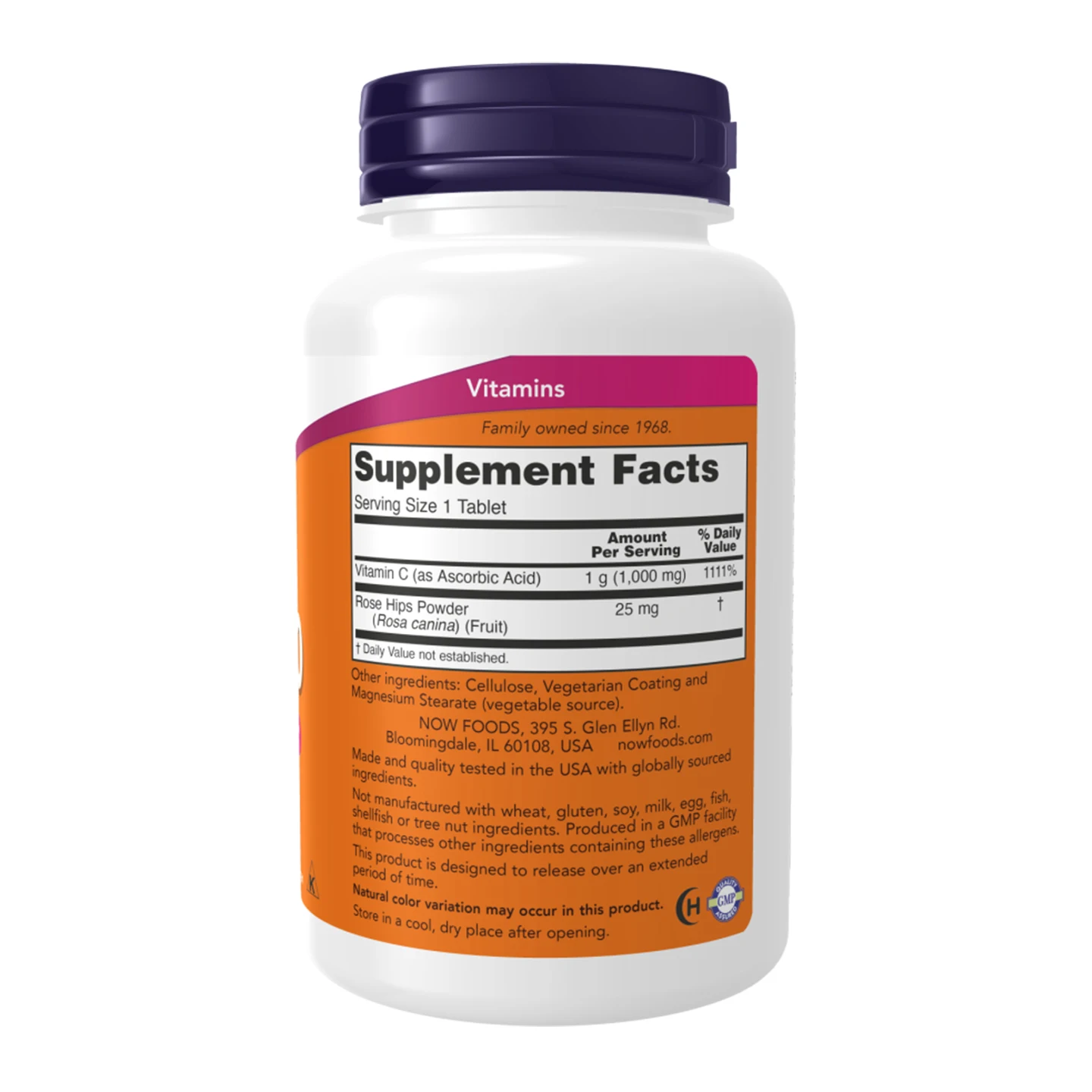 C-1000 Vitamin C Supplement 1000mg with Rose Hips & Flavonoids 250 Tablets Per Bottle - Immune System Support Supplement