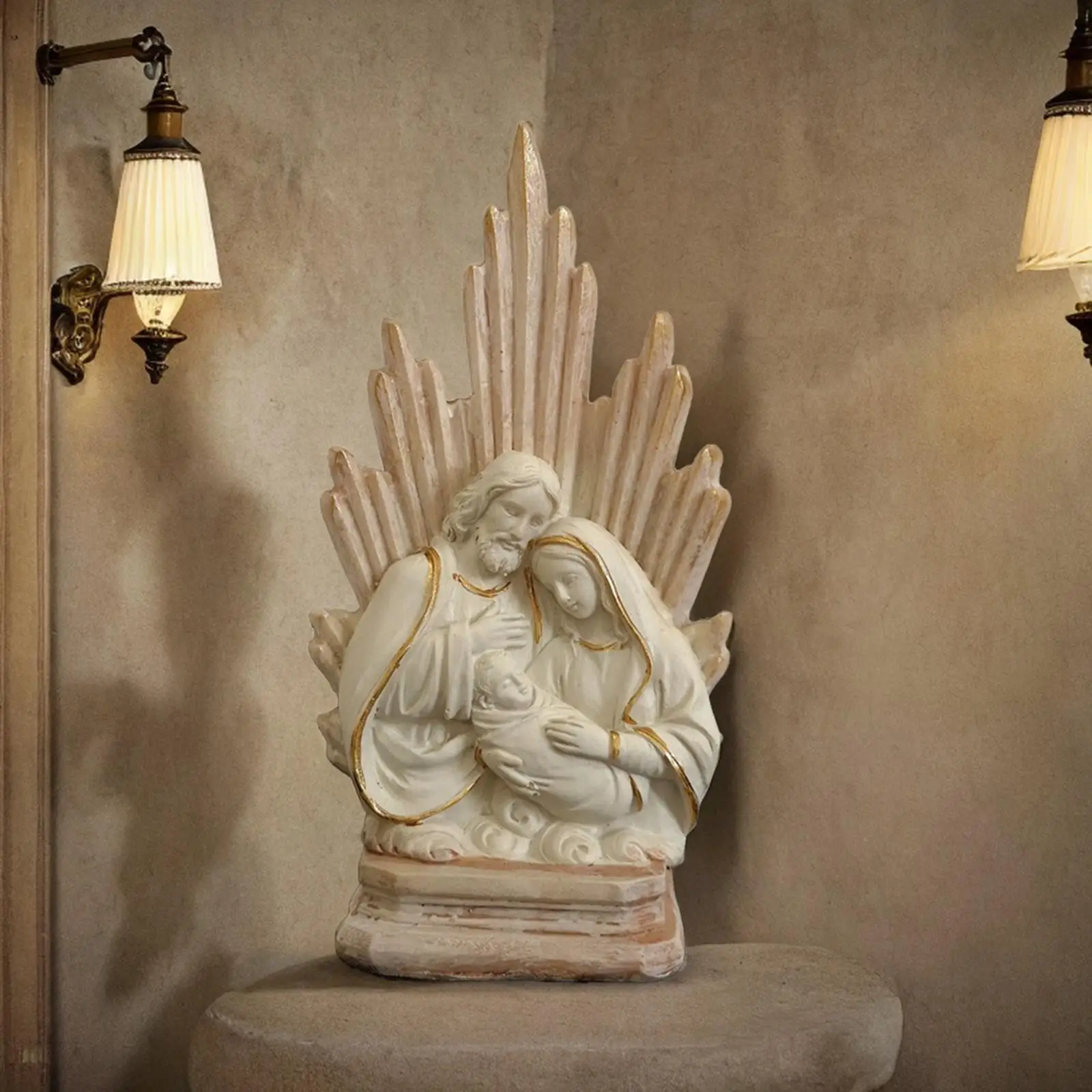 Família sagrada jesus maria joseph estatueta decoração estátua coleção estatueta católica para armários sala de estar mesa decoração casa